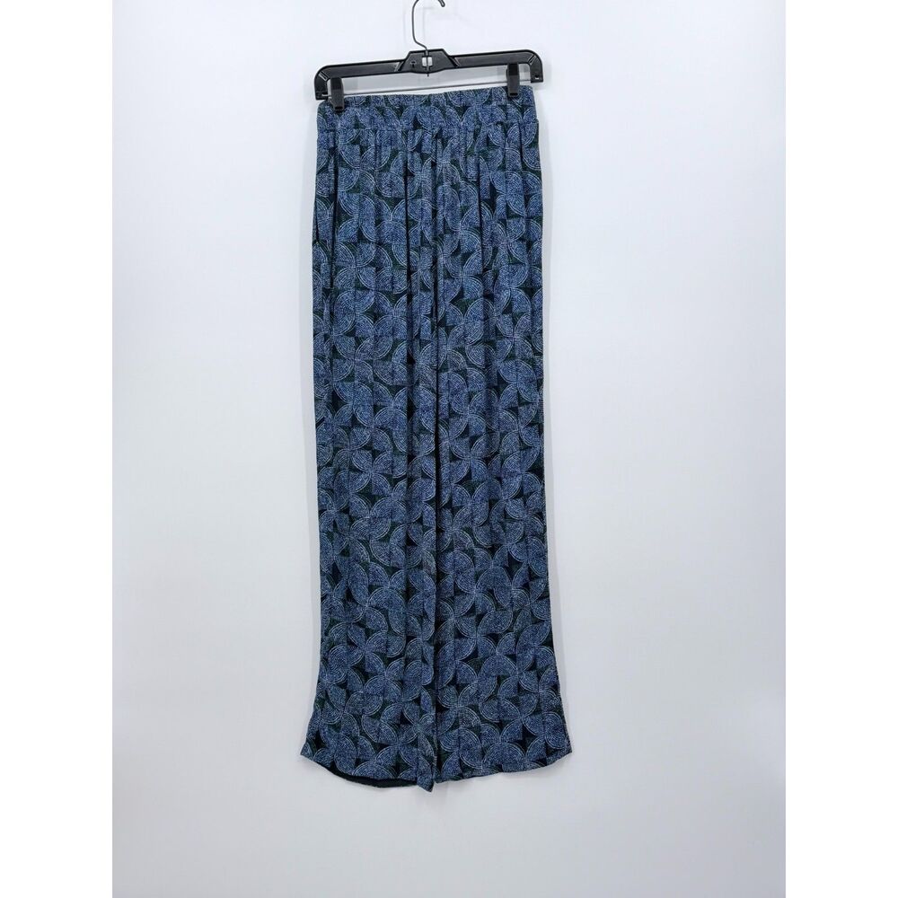 Evereve Laurena Pull On Pants Navy Allover Print Tall Resort Wide Leg Small